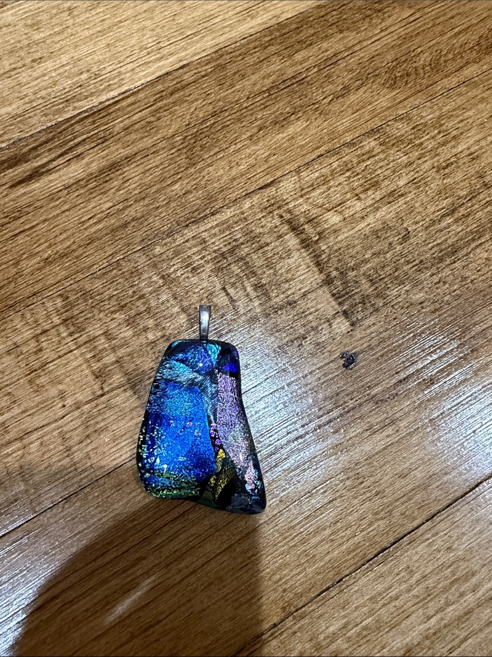 Iridescent Dichroic Glass Pendant - Blue Green Purple